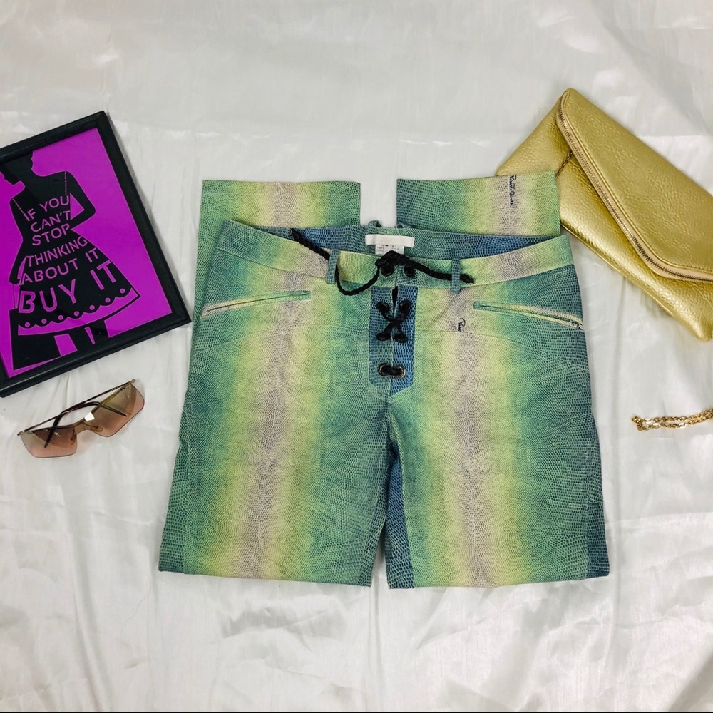Multi Color Roberto Cavalli Stretch Crop Pants Med